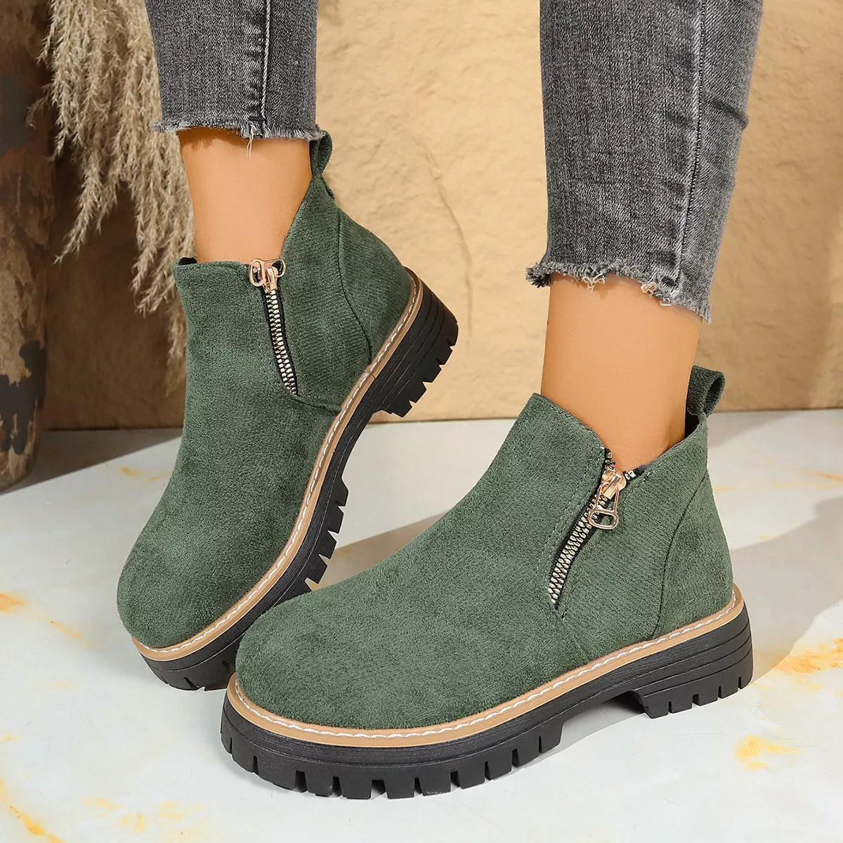Round Toe Platform Boots