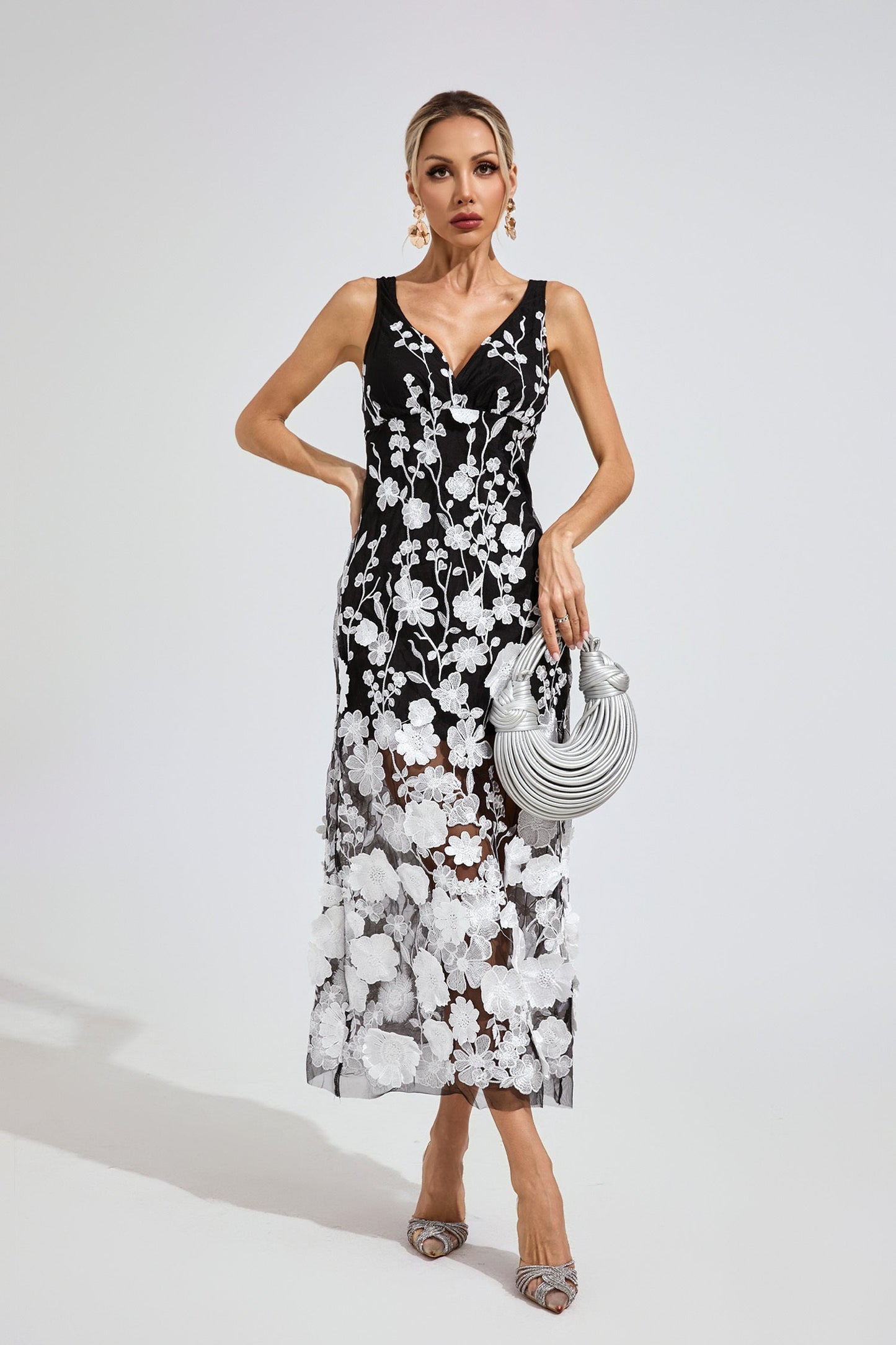 Midnight Garden Embroidered Dress