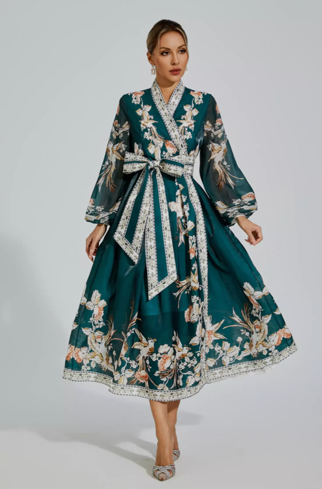 Miley green floral maxi dress