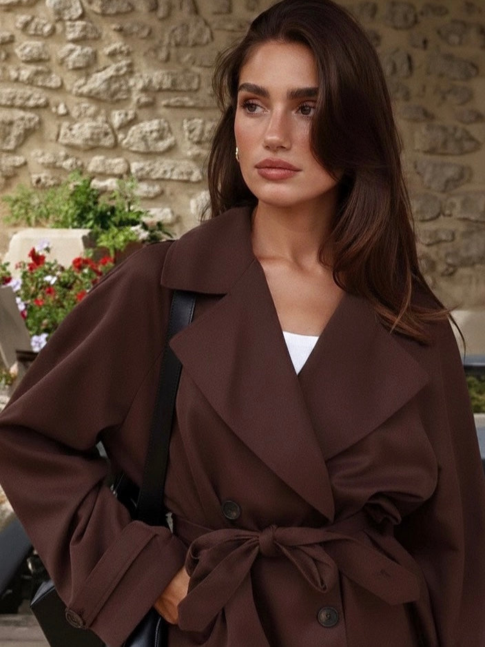 Alicent | Belted Double-Breasted Short Coat