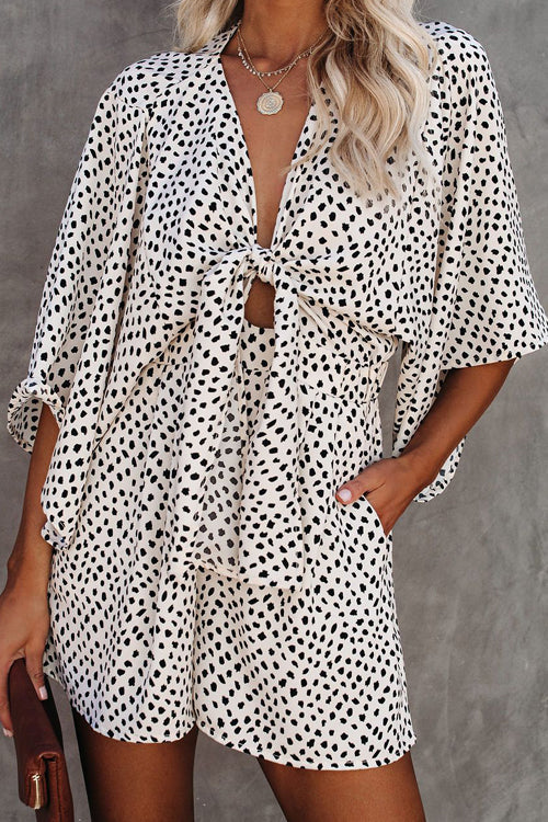 In The Moment Short Sleeve Printed Romper - 2 Colors White