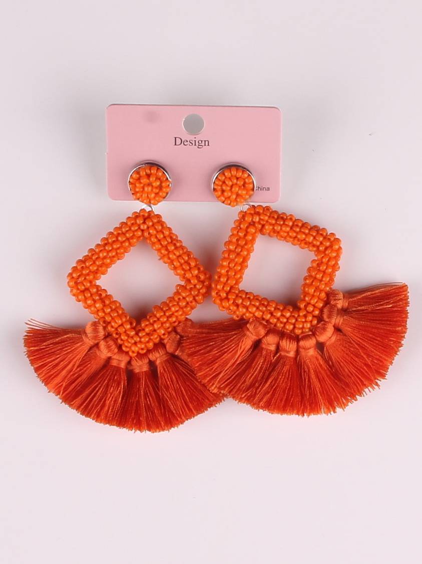 Hand-woven Tassel Earrings Orange F