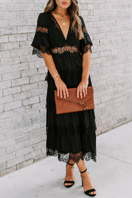 Love And Affection Lace Maxi Dress - 3 Colors Black