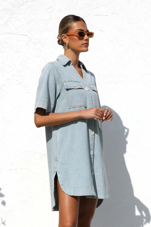 Popular Cutie Short Sleeve Denim Mini Dress