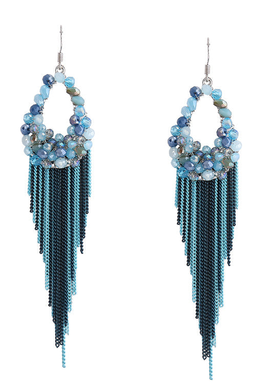 Pebble Hanging Elegant Earrings Blue