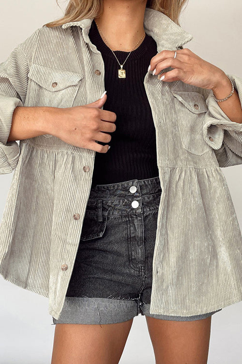 Come Around Corduroy Babydoll Jacket Beige