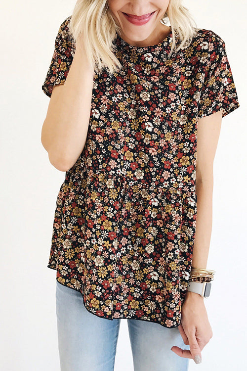 Pleasant Surprise Floral Print Tee - 4 Colors Black