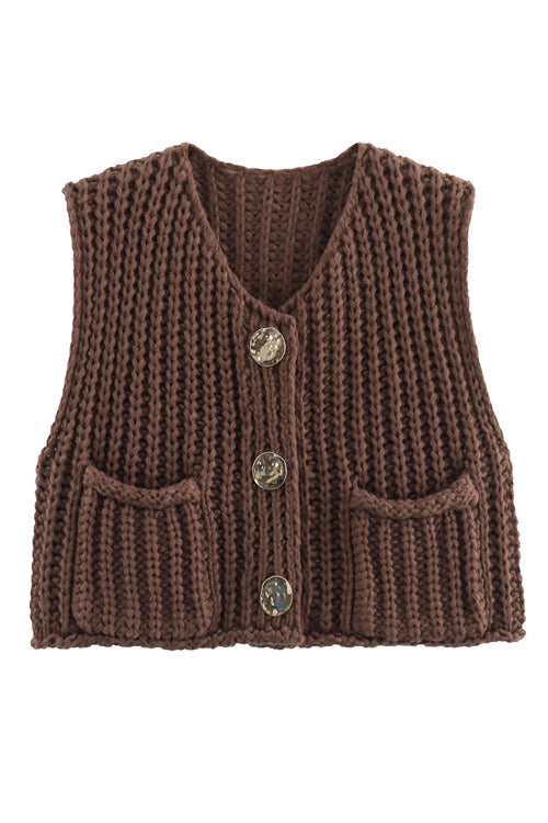 Days Of Styles Knit Pocket Tank Top - 9 Colors Brown