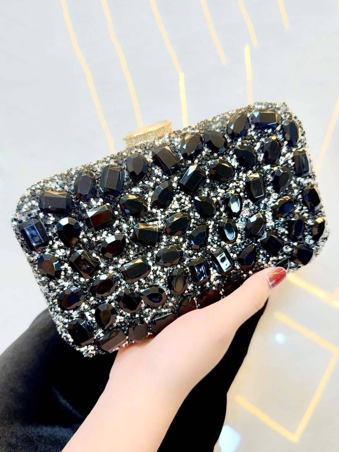 Shiny Clutch Handbag Black F