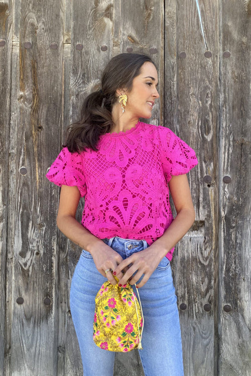Getting Closer Hollow-Out Short Sleeve Top - 4 Colors Pink