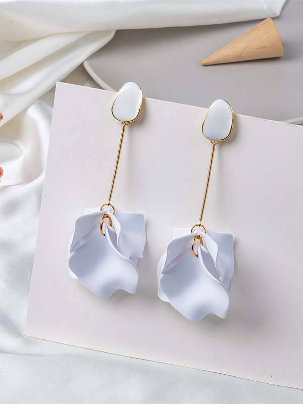 Petal Tassel Earrings White F