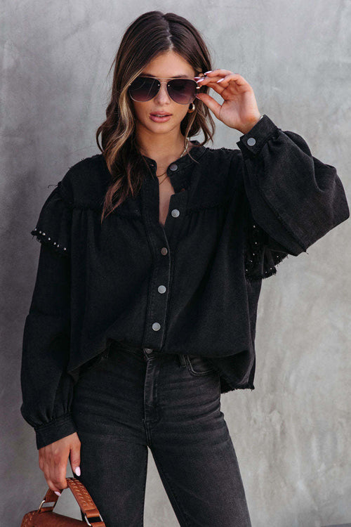 Best Of You Ruffled Rivet Shacket - 2 Colors Black