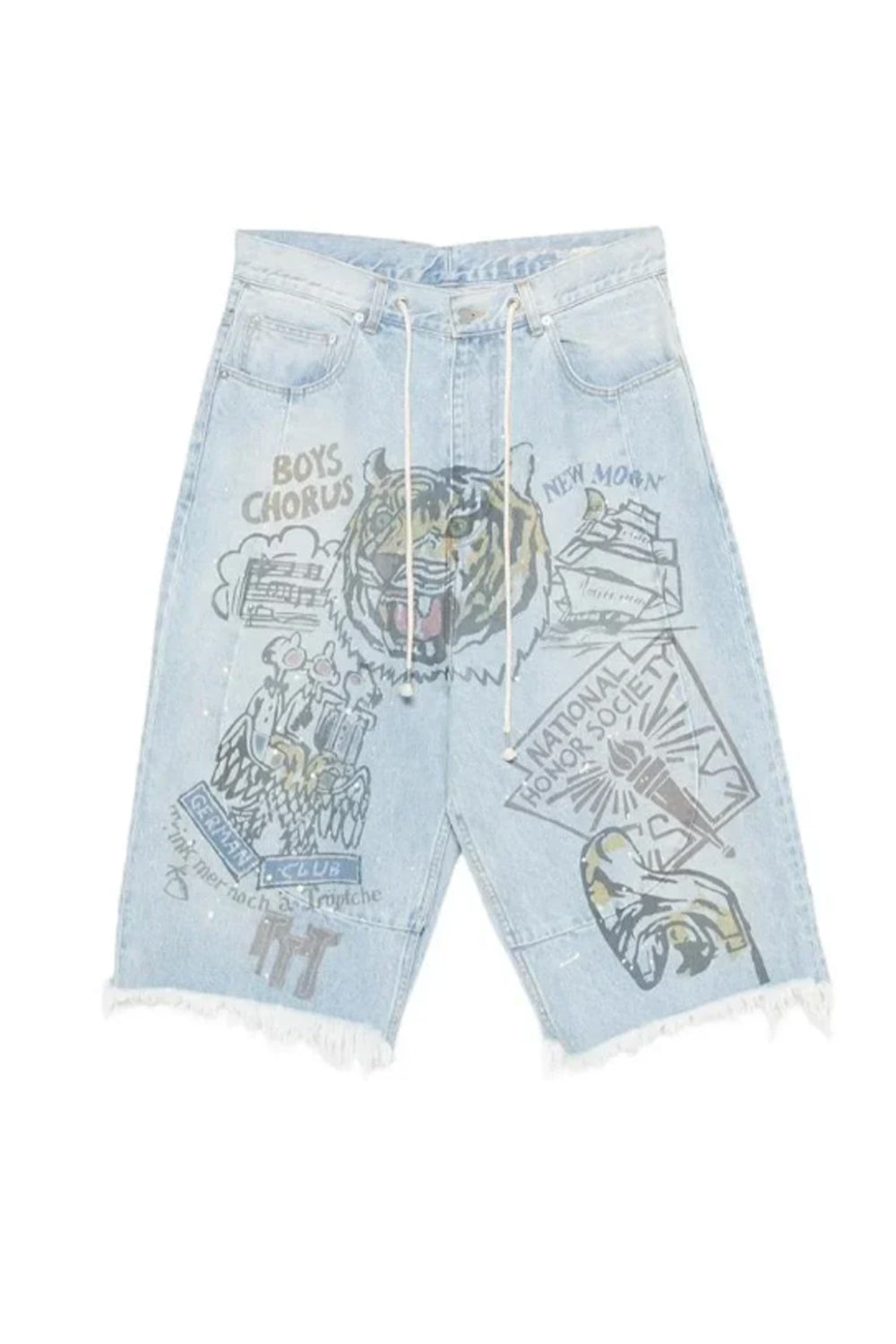 Retro-print Light-blue Jeans