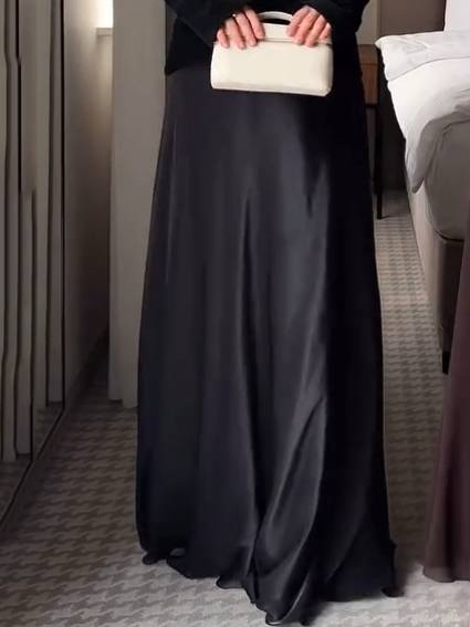 Vintage Velvet Shirt And Skirt Suit-Skirt Black