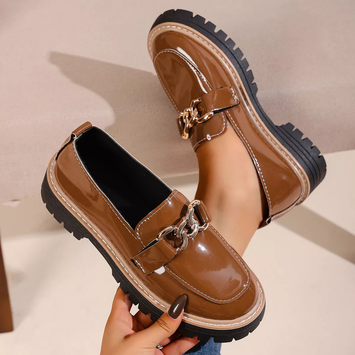 Chain Decor Chunky Loafers
