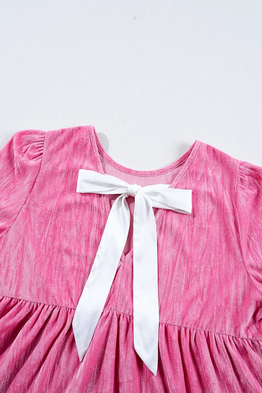 Hot Pink Tiered Mini Dress – Flounce Sleeve Chic