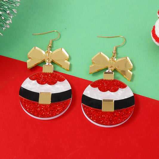 Christmas Dangle Earrings with Bow