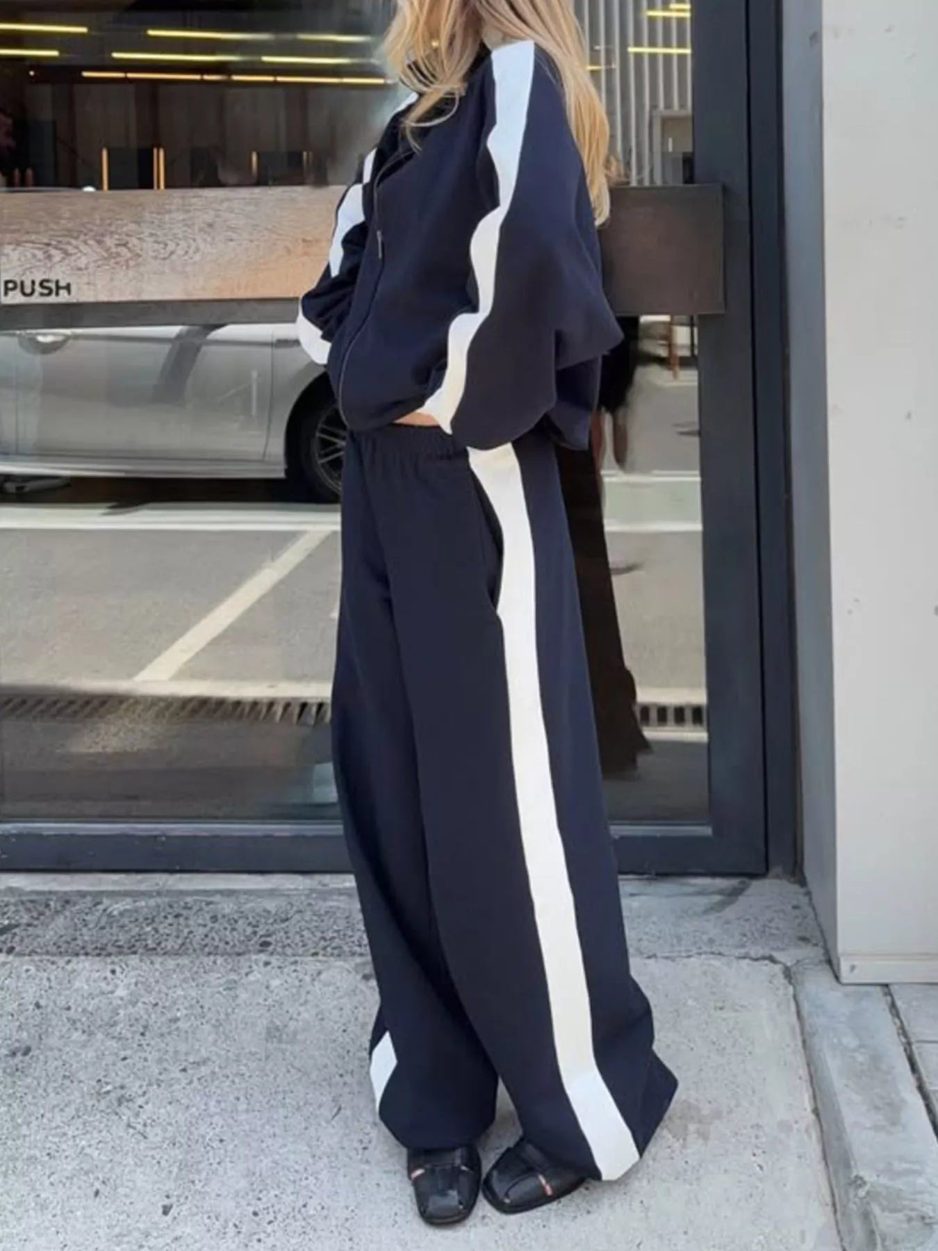 Zip Up Long Sleeve Outerwear and Pants Set