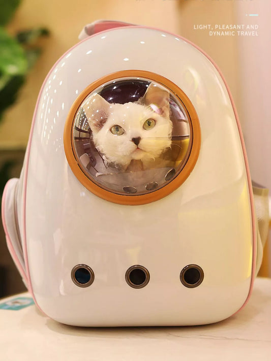 Space Capsule Transparent Pet Carrier Backpack Pink One Size