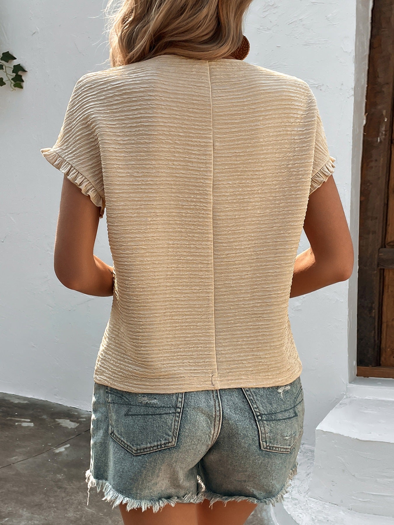 Textured Round Neck Blouse