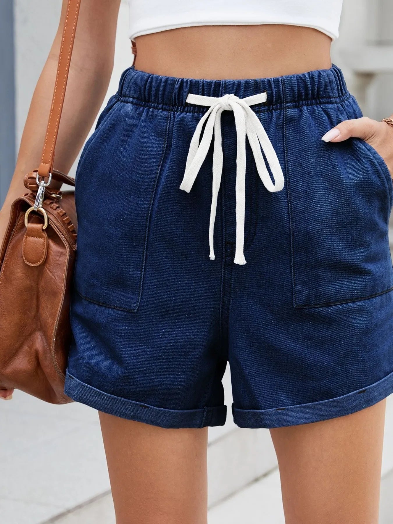 Chill Wash Drawstring Denim Shorts
