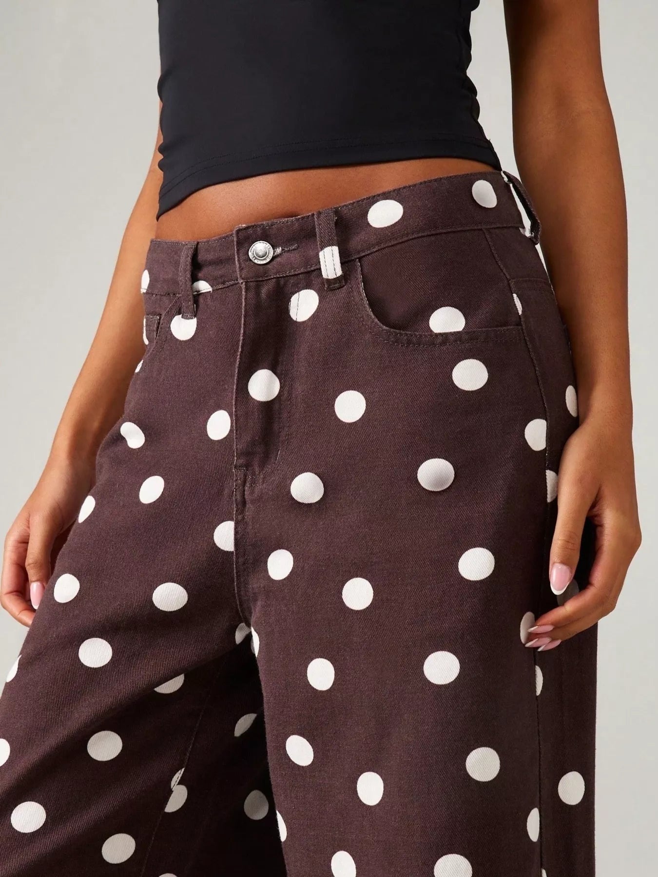 Polka Dot Wide-Leg Jeans