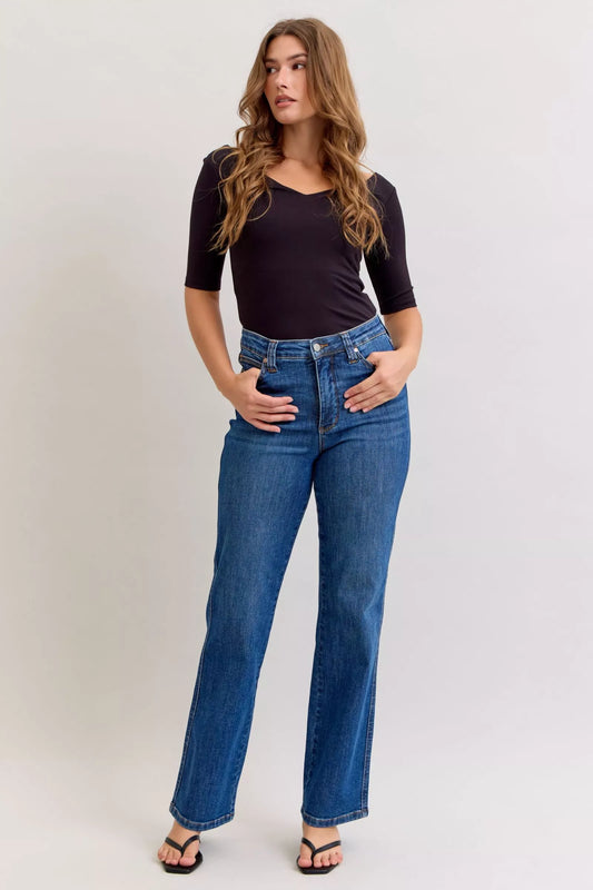 High Waist Tummy Control Straight Leg Jeans