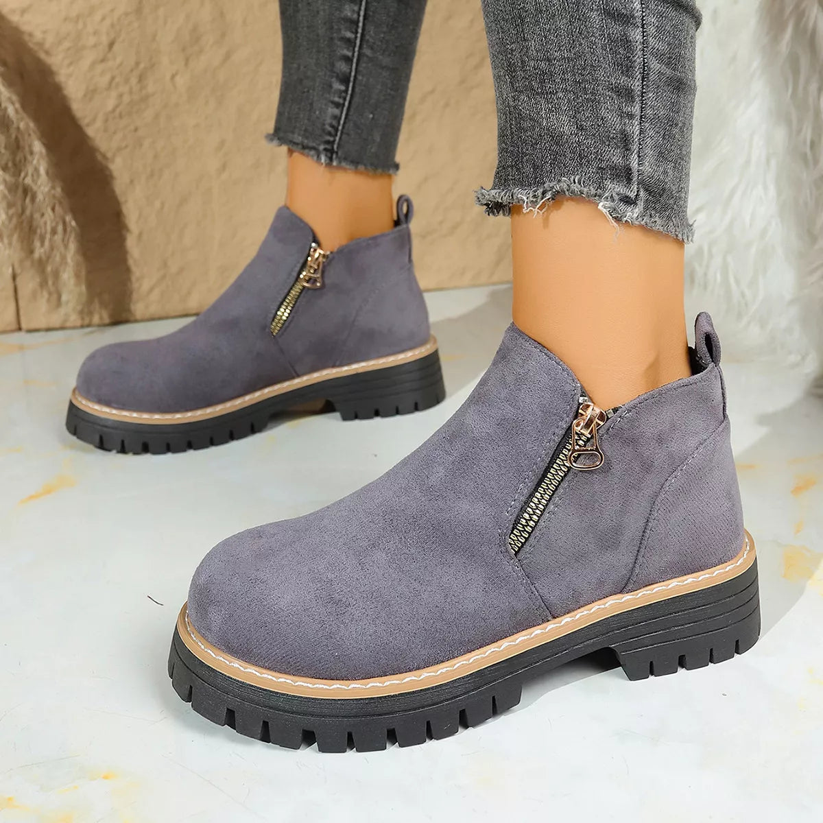 Round Toe Platform Boots