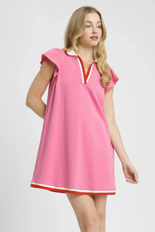 Bold Trim Pink Mini Dress