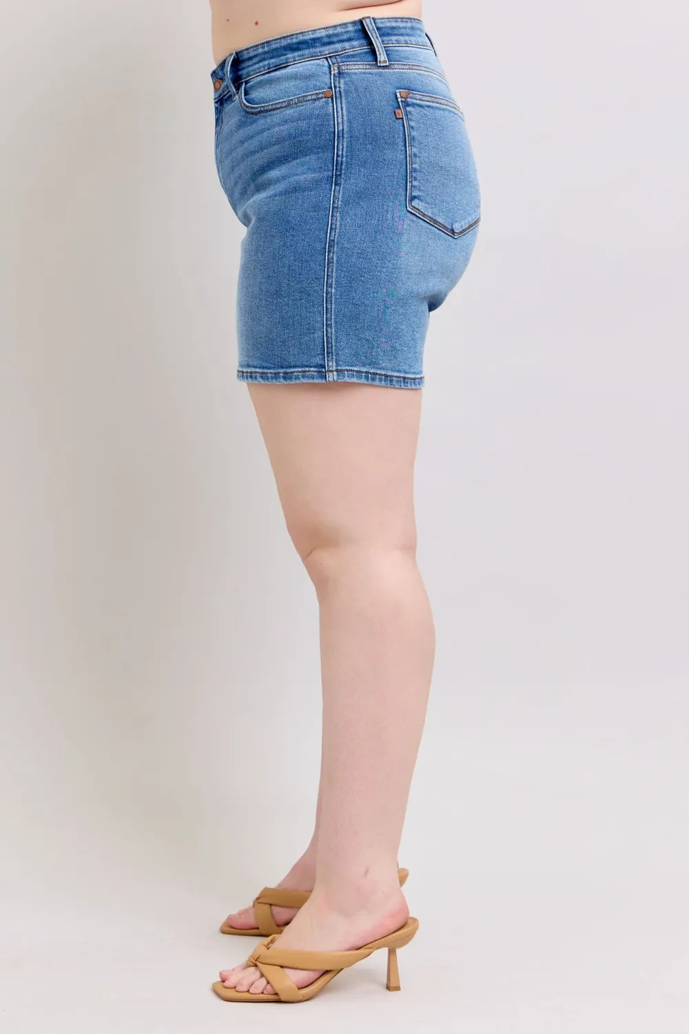 Plus Size Denim Shorts (S–3XL) | 2-Button Stretch Shorts