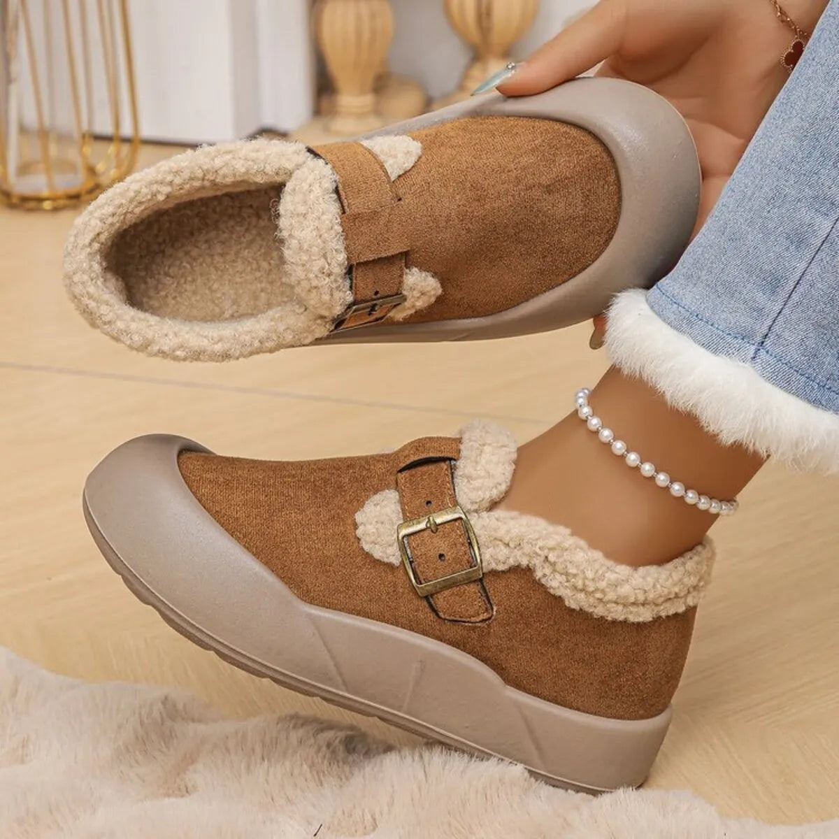 Women’s Round Toe Platform Slip-On Shoes – Comfortable Casual Elevated Loafers