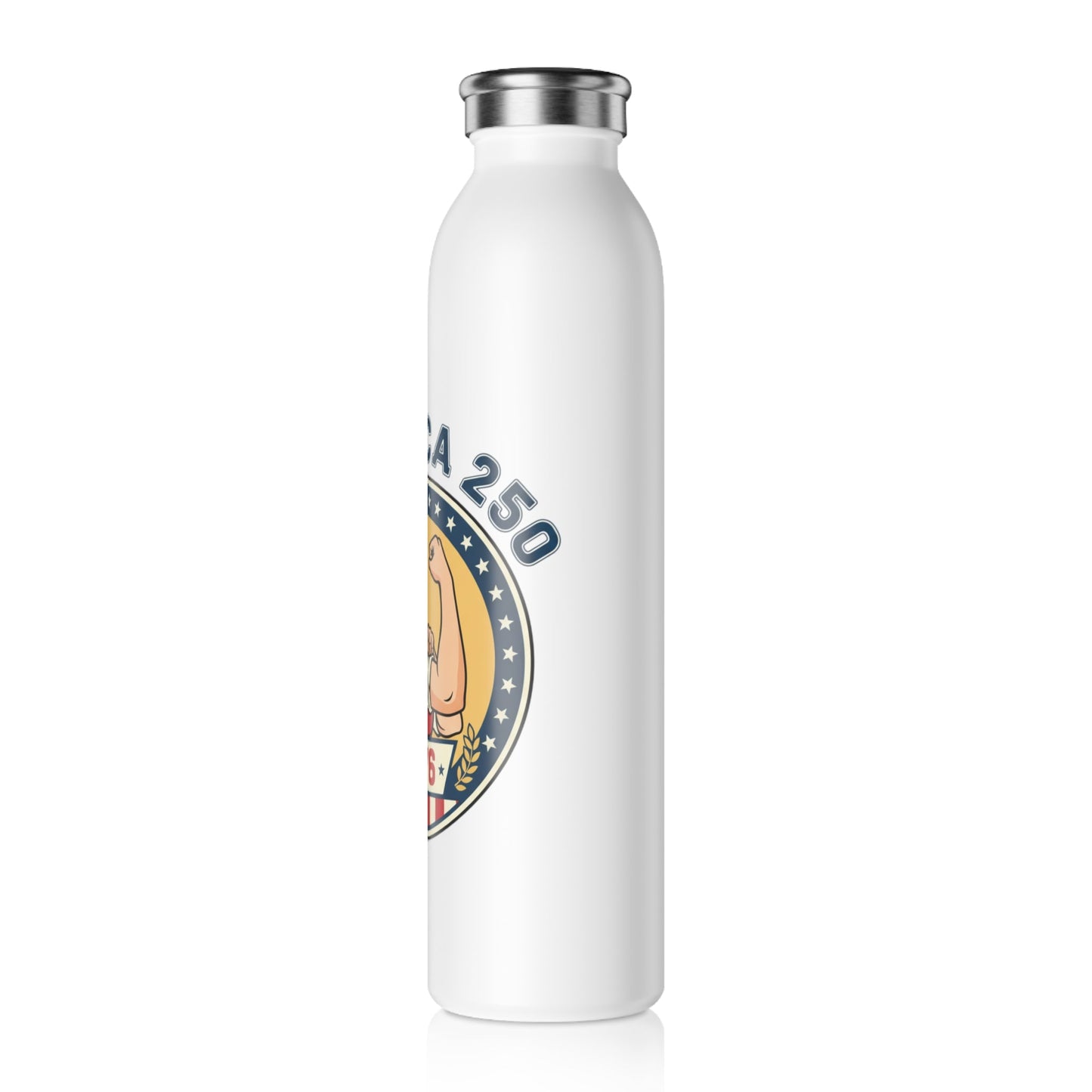 Patriotic Rosie the Riveter Slim Water Bottle – America 1776