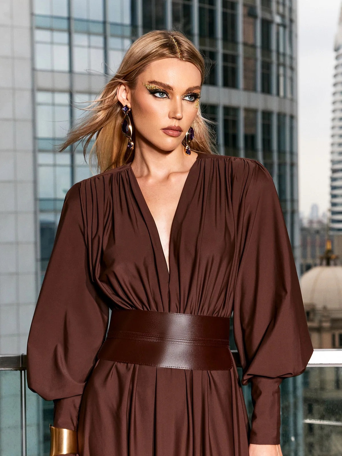 Annabel belted maxi dress
