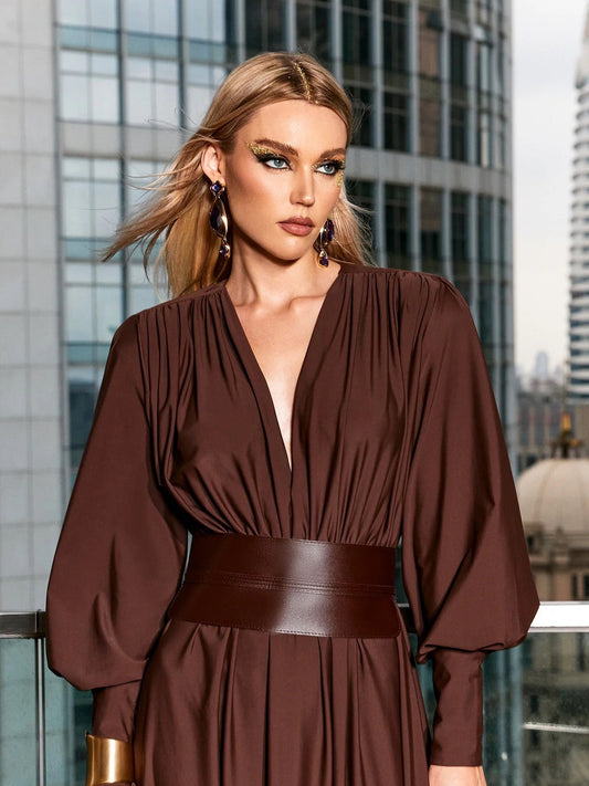 Annabel belted maxi dress