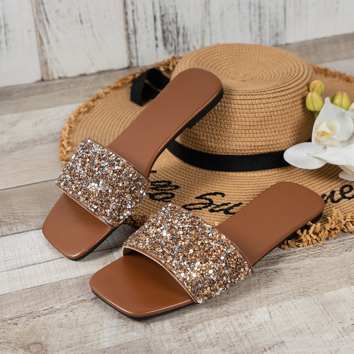 Women's Open Toe Sandals Rhinestone