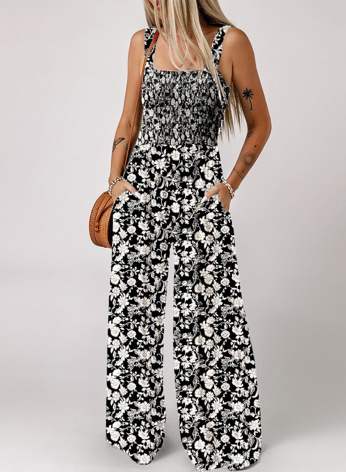 Limited time sale🔥Women's Overalls Casual Floral Print Sleeveless Jumpsuit with Pockets(buy 2 free shipping)