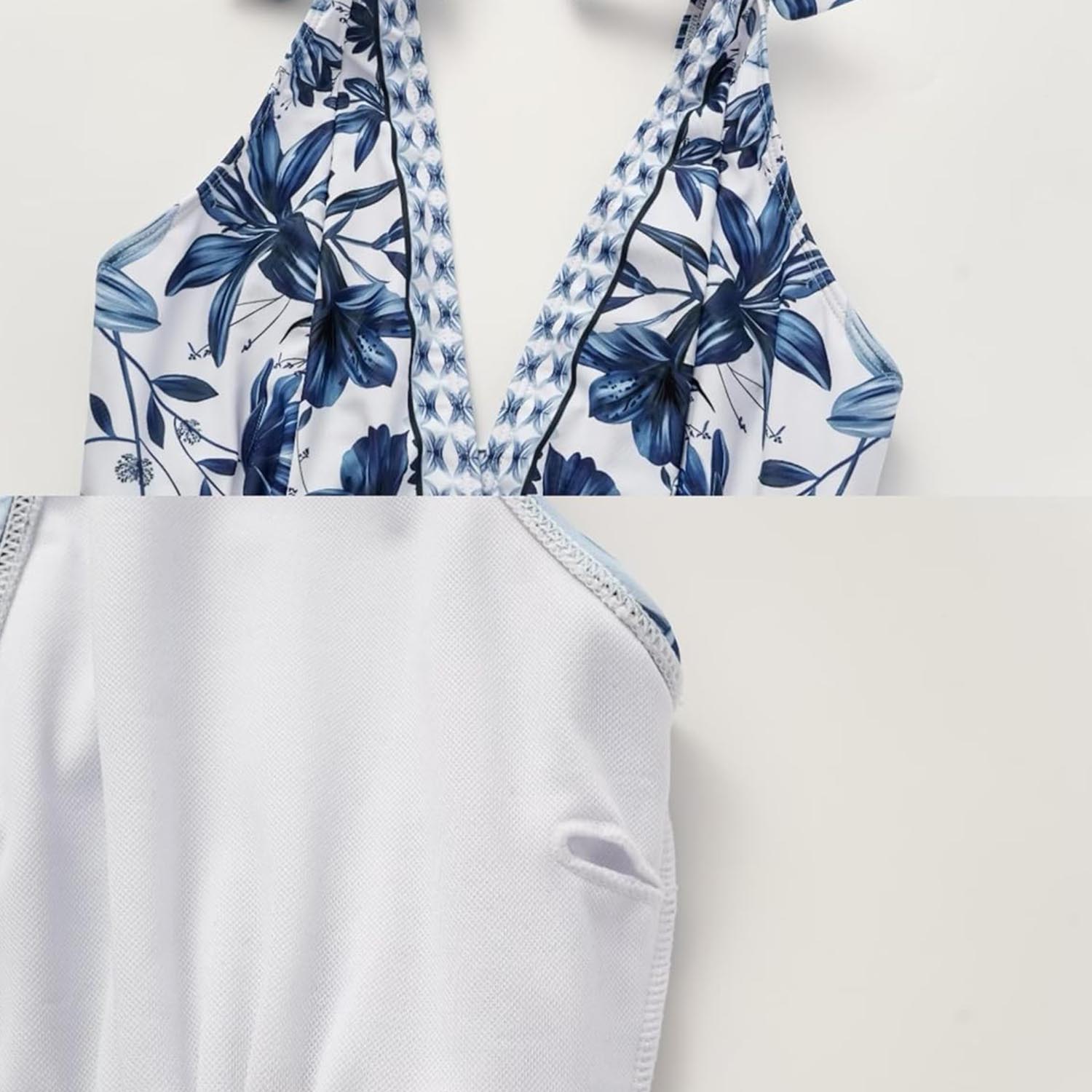 Women Adjustable Shoulder Strip Plant Prints One Piece Swimsuit and Skirt/Sarong(BUY 2 FREE SHIPPING)