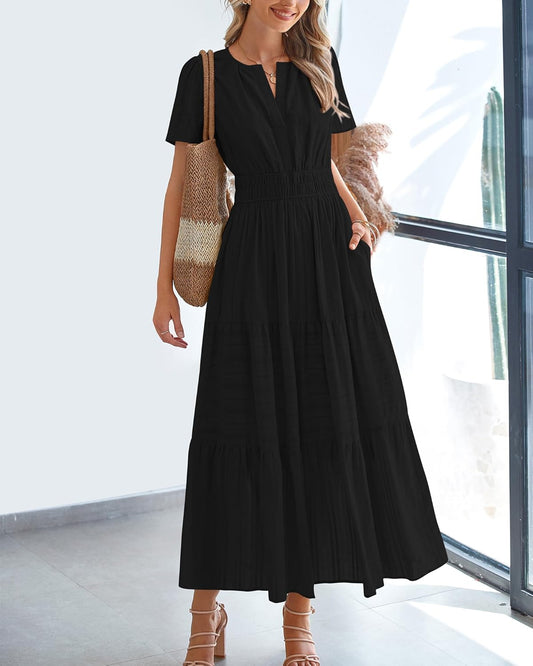 Limited time sale🔥Womens Summer Lightweight Short Sleeve Midi Maxi Dresses(BUY 2 FREE SHIPPING)