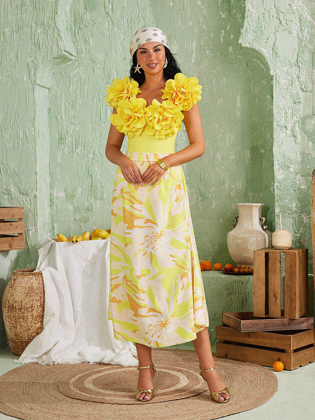 Yellow Flower two piece swimwear