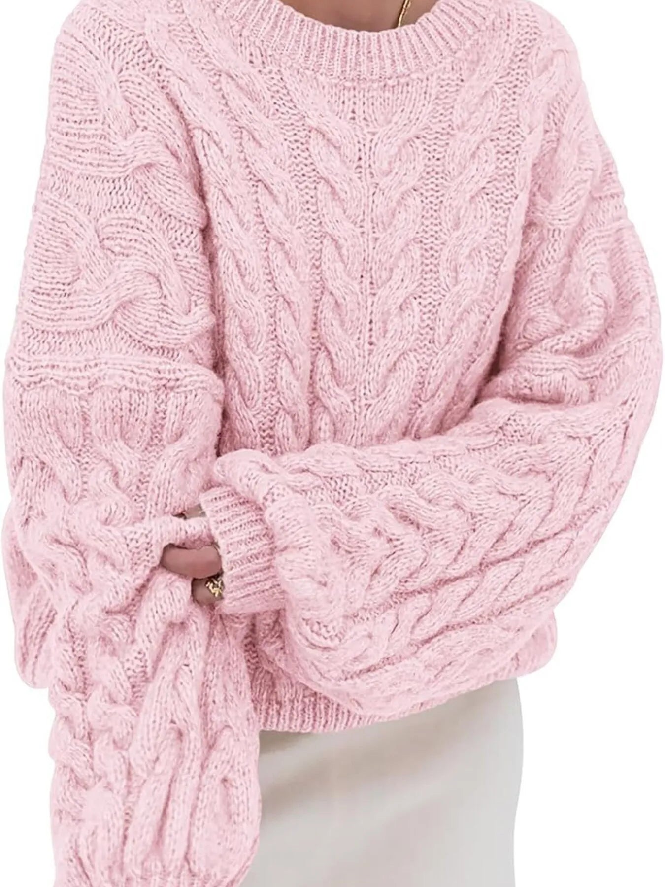 Cable Knit Long Sleeve Sweater – Cozy, Classic Winter Essential