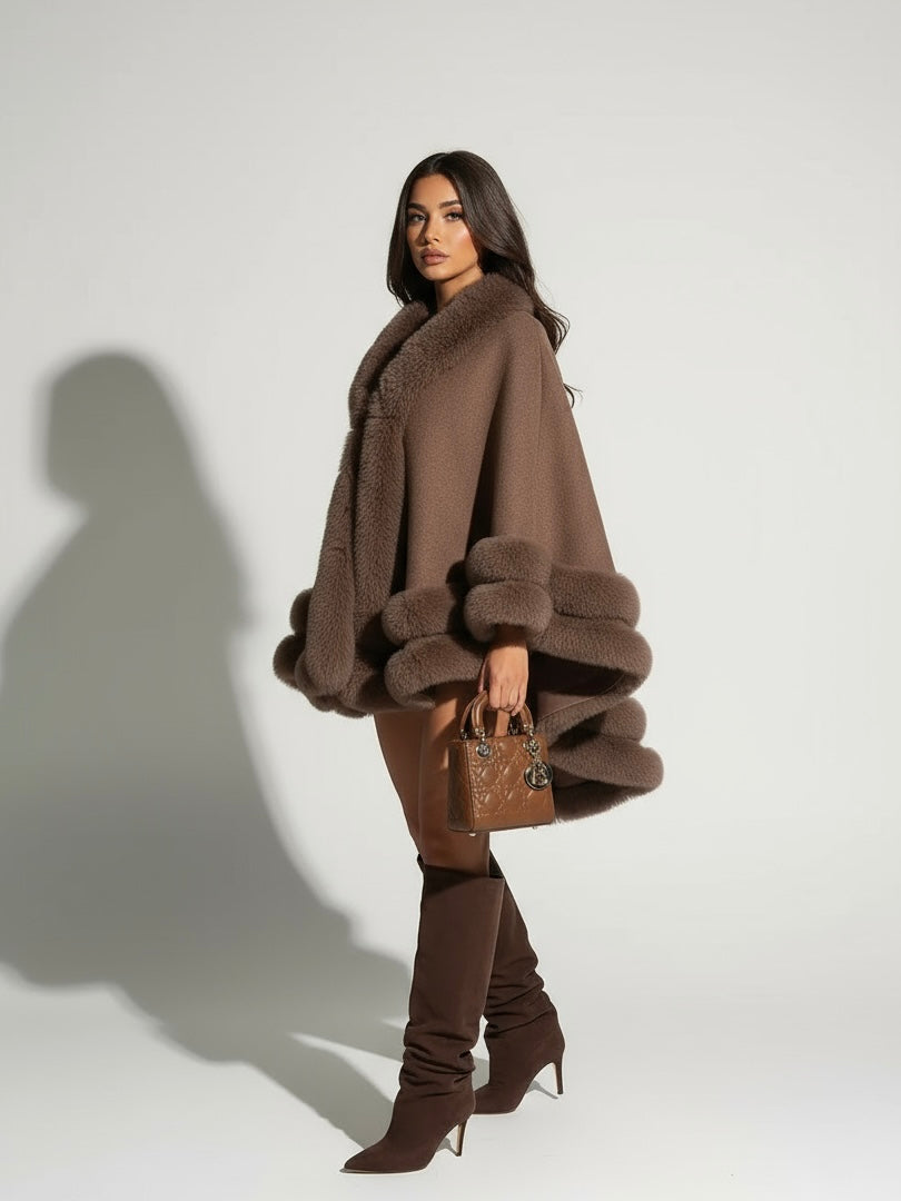 Norway | Faux Fur Trim Winter Cape