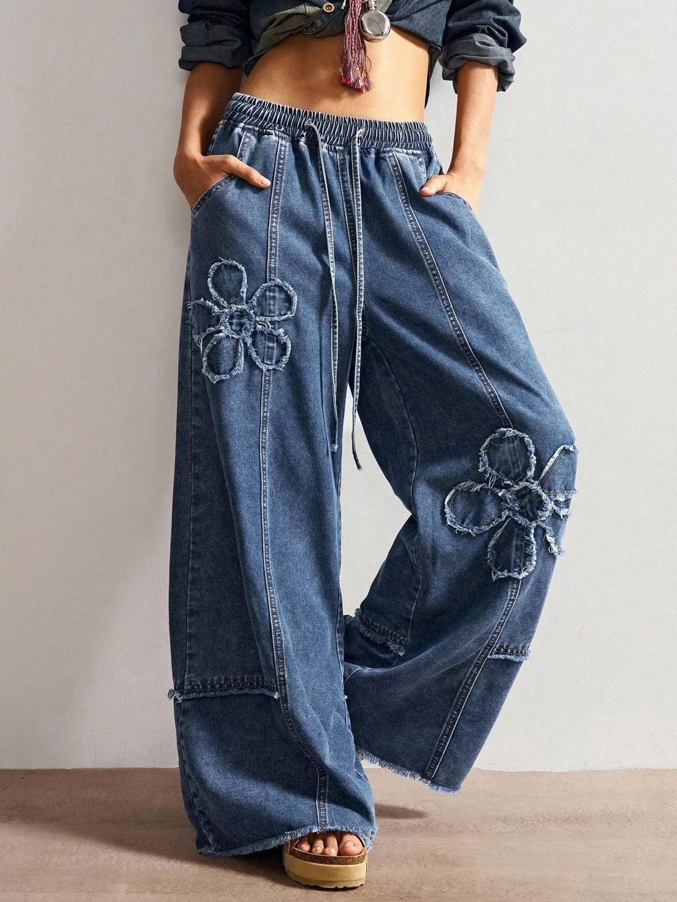 Flower Wide Leg Jeans