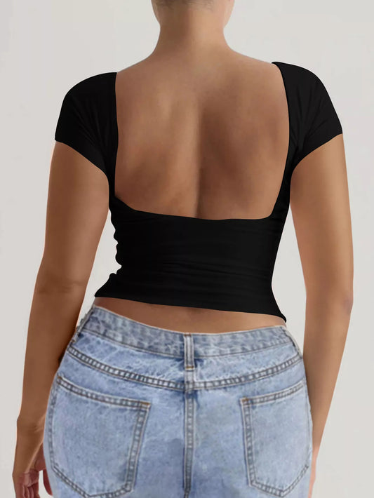 Slim-Fit Backless T-Shirt
