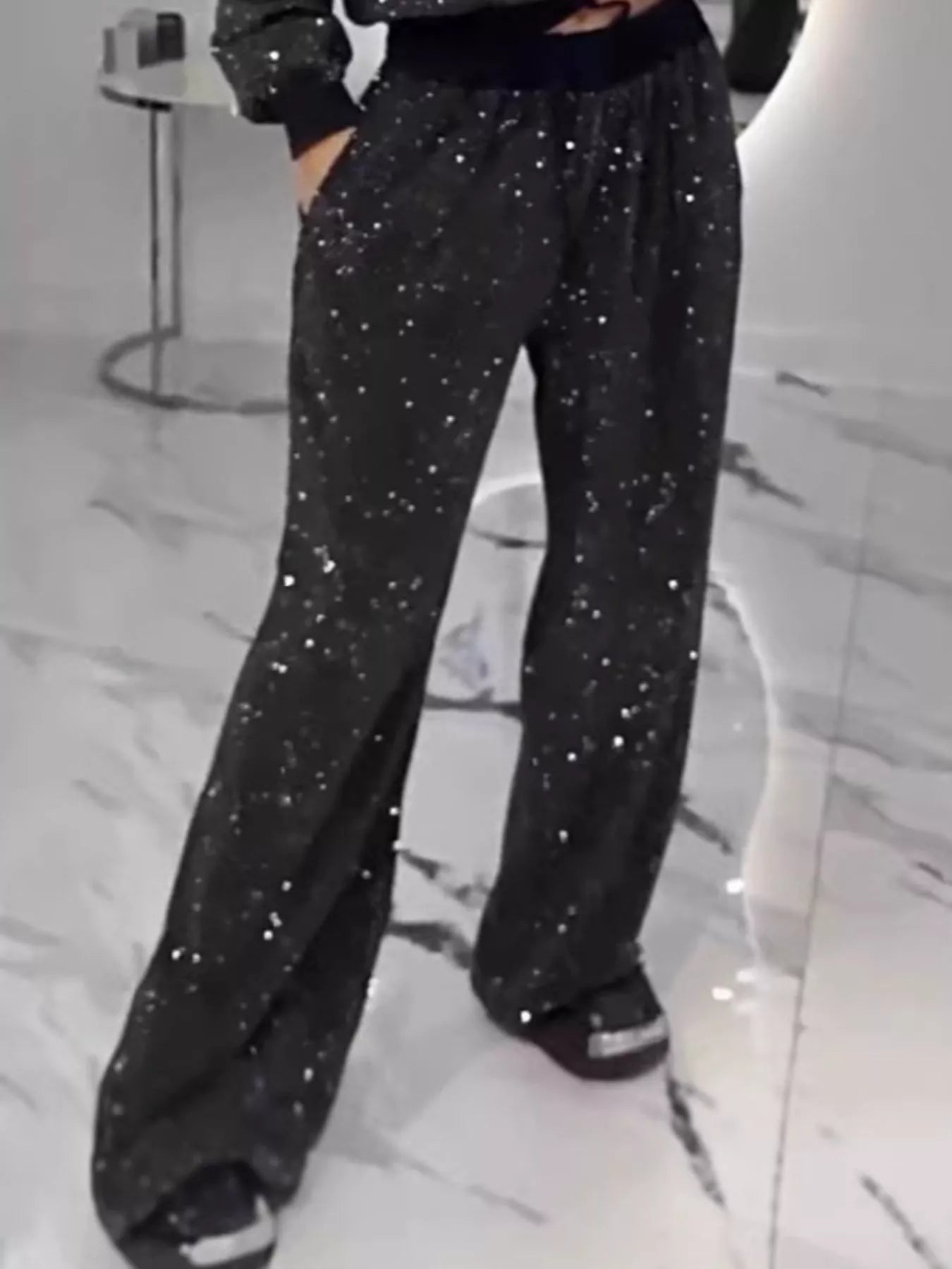 Rhinestone Long Sleeve Top and Pants Set