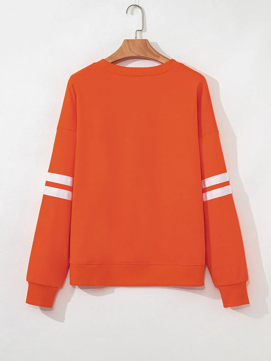 Stripe Round Neck Long Sleeve Sweatshirt