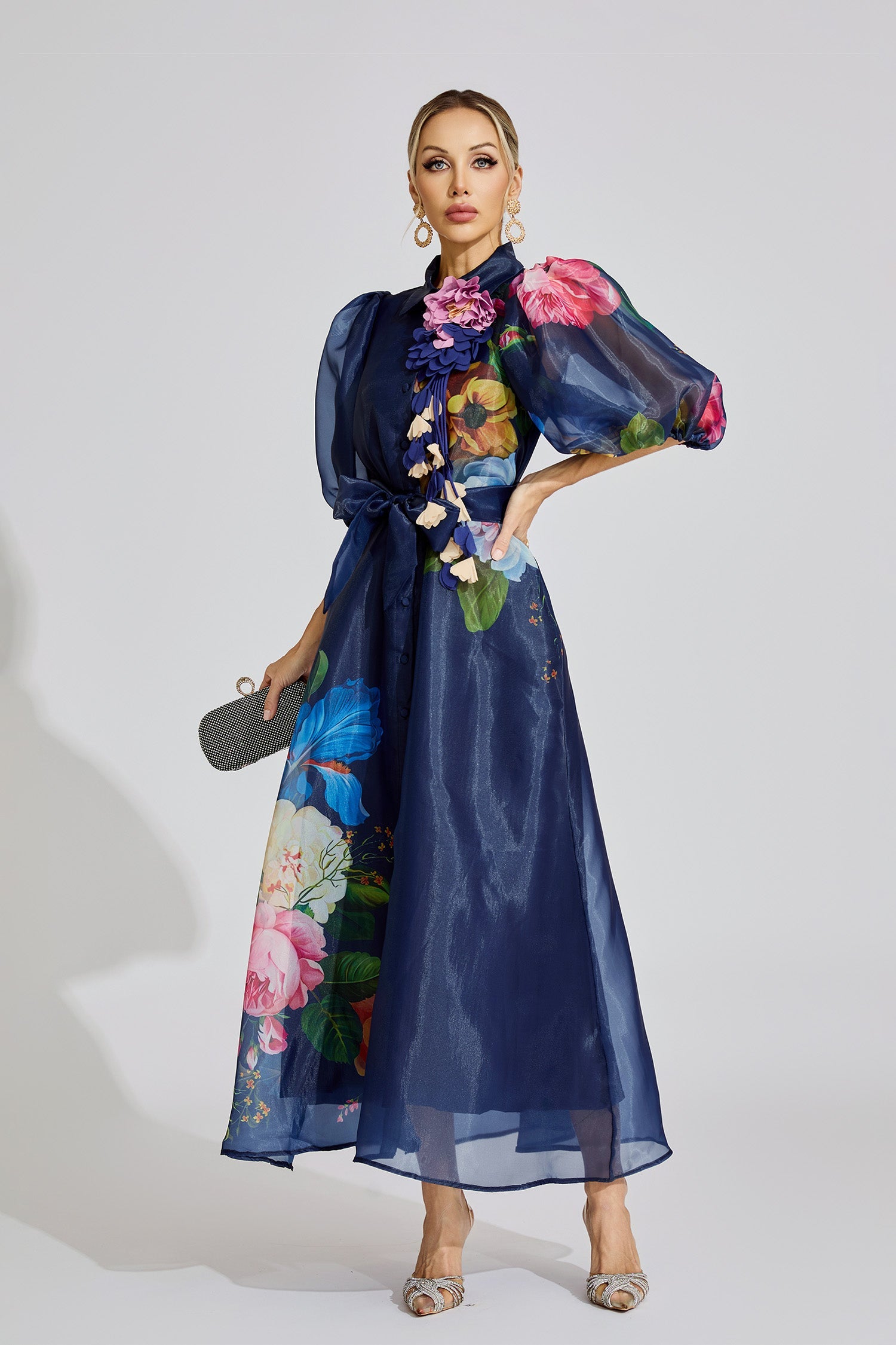 Flora Royale 3D Organza Maxi Dress