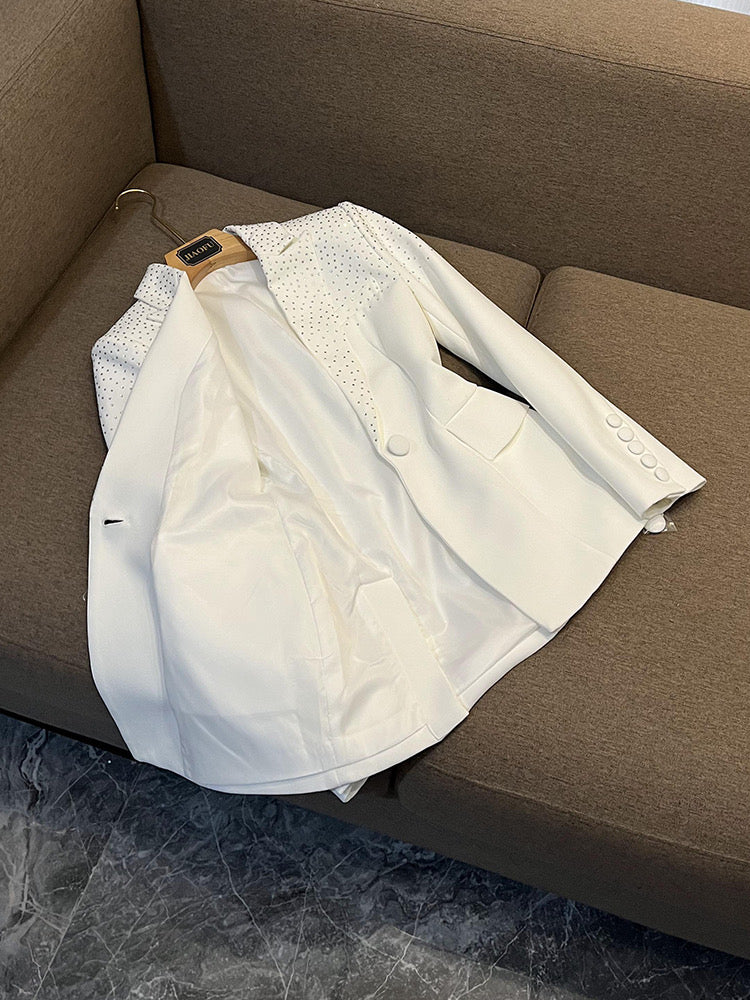 Gina white Blazer/skirt set