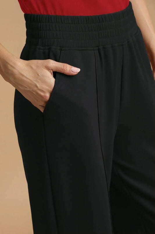Black Joggers – Drawstring Waist, Seam Detail