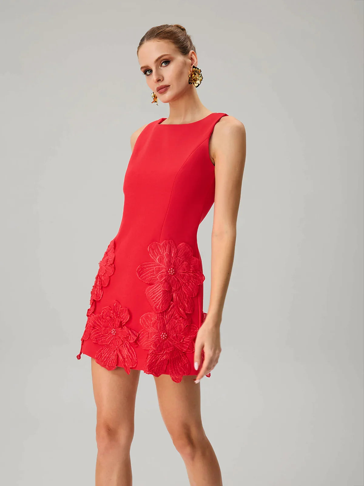 Scarlet Bloom Mini Dress
