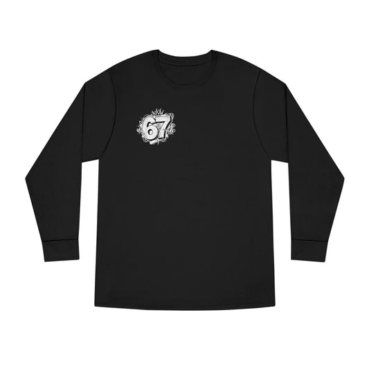 67 Logo Long Sleeve Tee — Retro Streetwear Black Crewneck